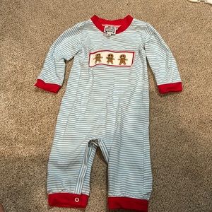 Gingerbread men smocked romper